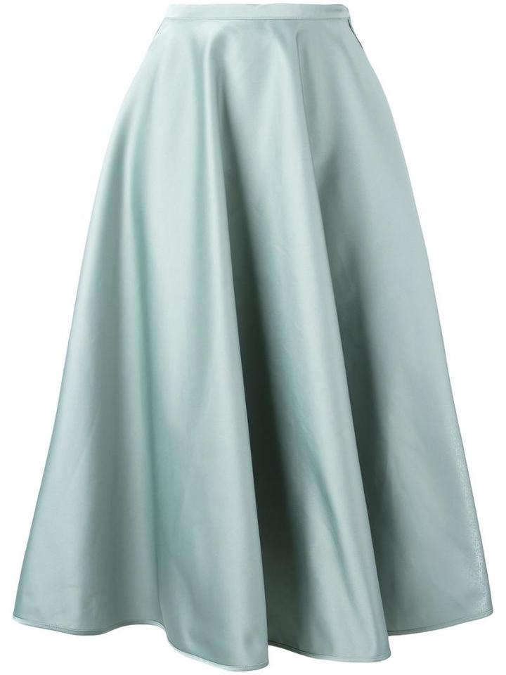 No21 Pleated A-line Skirt, Women's, Size: 40, Green, Polyester