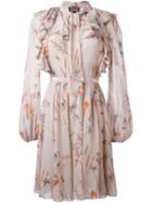Giambattista Valli Floral Print Longsleeved Dress, Women's, Size: 44, Pink/purple, Silk/cotton/viscose