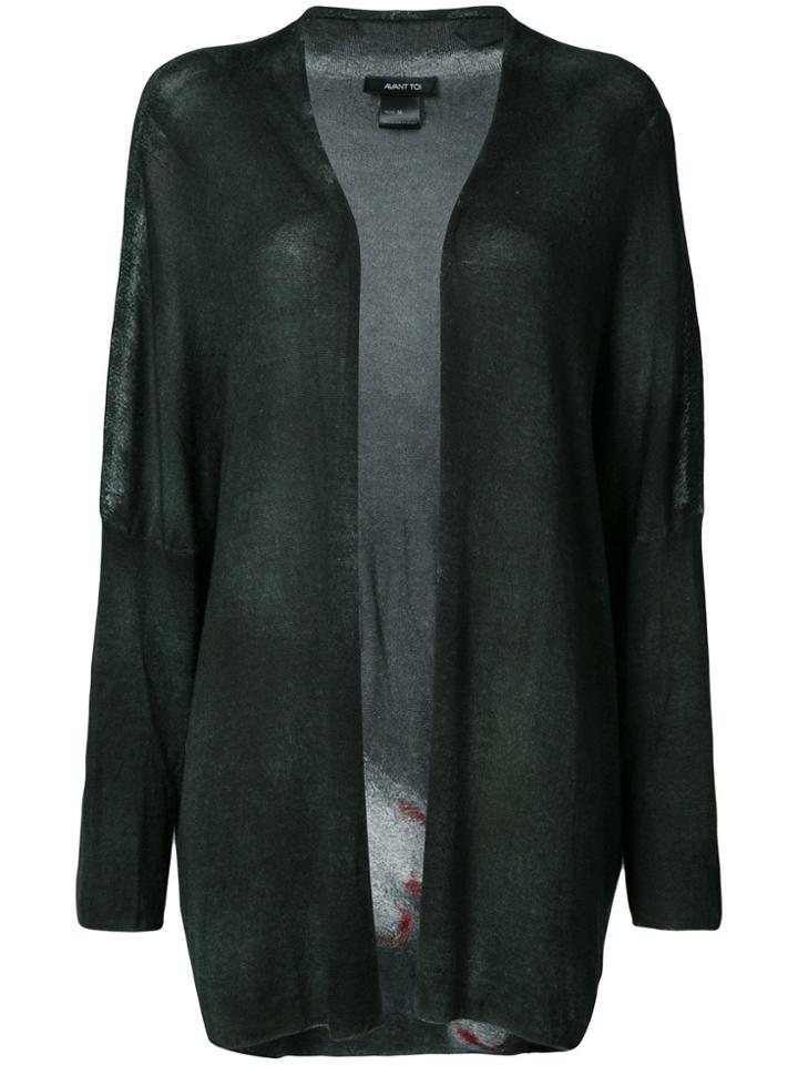 Avant Toi Open Front Midi Cardigan - Green