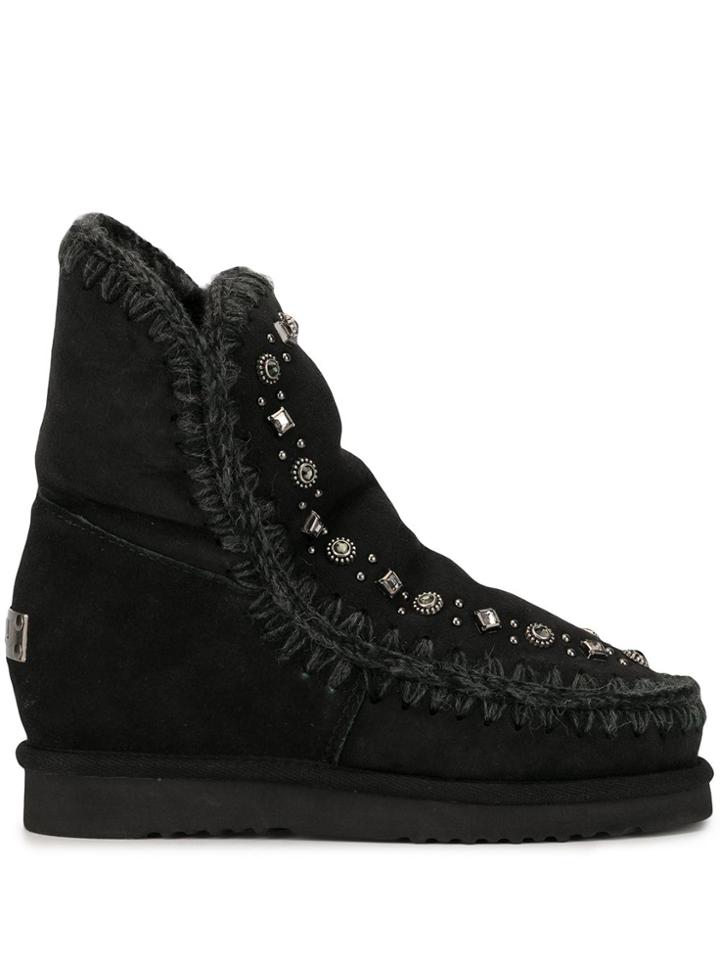 Mou Embellished Stud Boots - Black