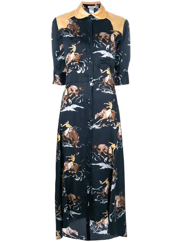 Nina Ricci Printed Flared Dress - Blue