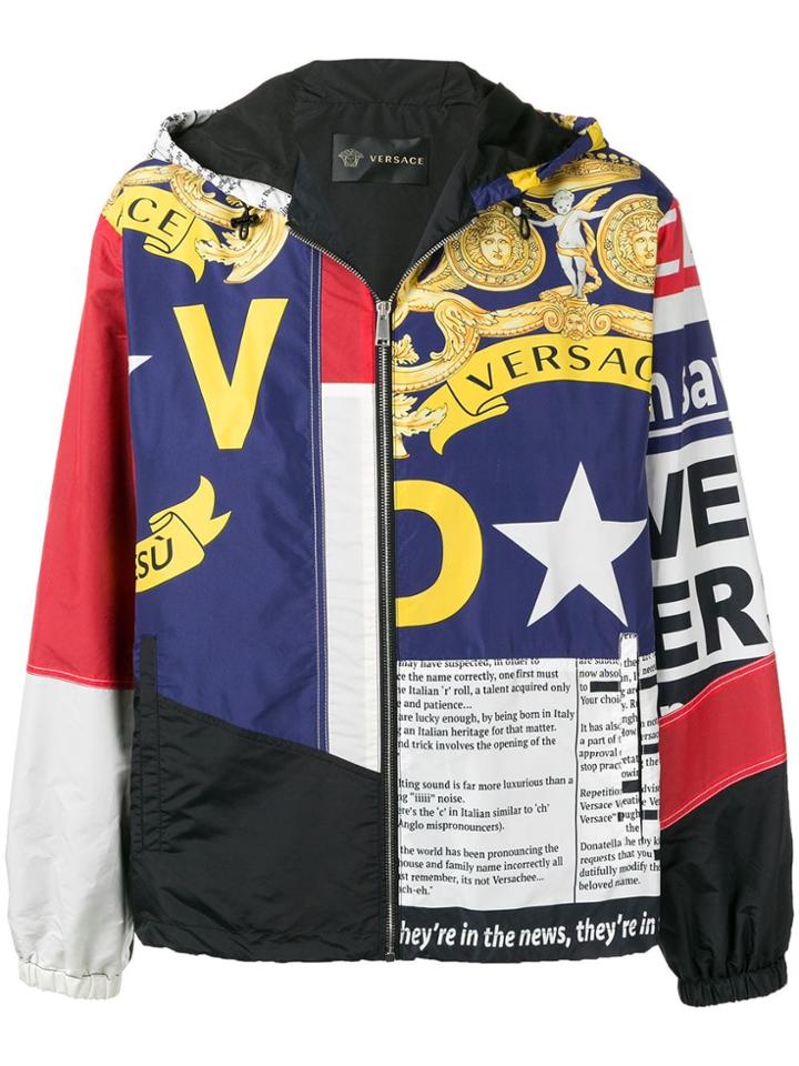 Versace News Print Windbreaker - White