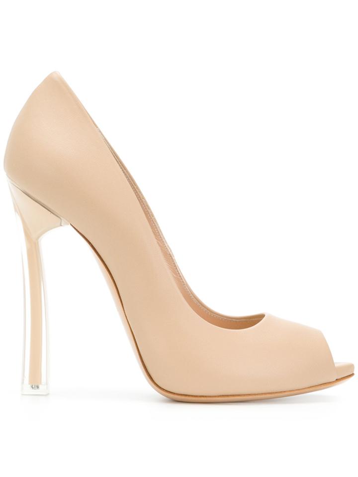 Casadei Peep Toe Pumps - Nude & Neutrals