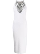 Balmain Embellished Stretch-knit Dress - White