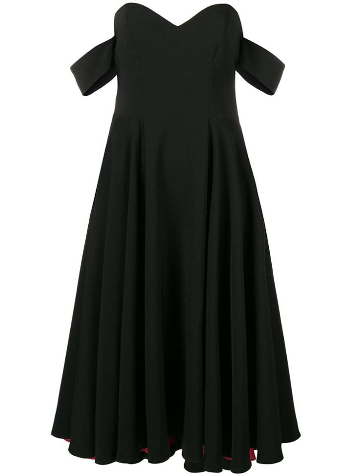 Sara Battaglia Off-shoulder Midi Dress - Black