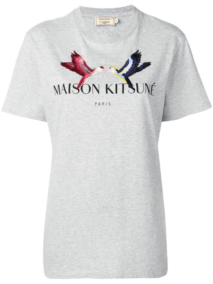 Maison Kitsuné Lovebird Embroidered T-shirt - Grey