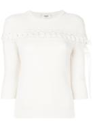 Fendi - Bow Embellished Pullover - Women - Cotton/viscose/cashmere - 38, White, Cotton/viscose/cashmere
