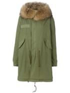 Mr & Mrs Italy Rabbit And Raccoon Fur Lined Parka, Women's, Size: Small, Green, Cotton/rabbit Fur/polyester/racoon Fur