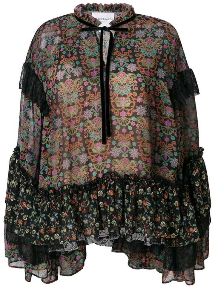 Perseverance London Mixed Paisley Print Ruffle Blouse - Multicolour