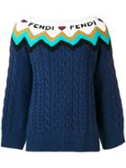 Fendi Front Logo Pattern Sweater - Blue