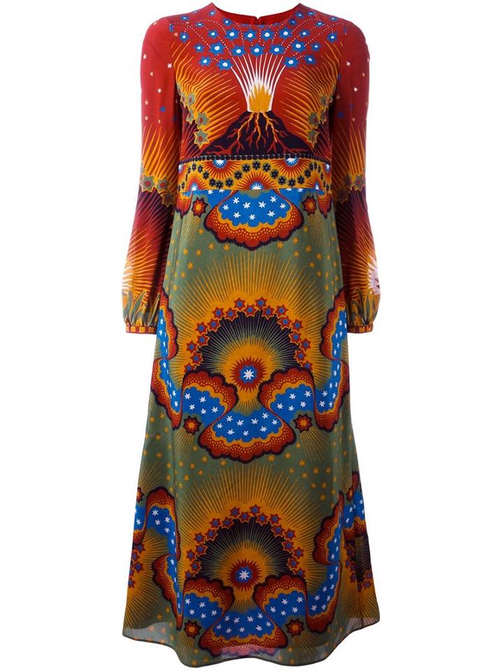 Valentino Volcano & Stars Print Maxi Dress