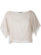 D.exterior Semi-sheer Cropped Blouse - Nude & Neutrals