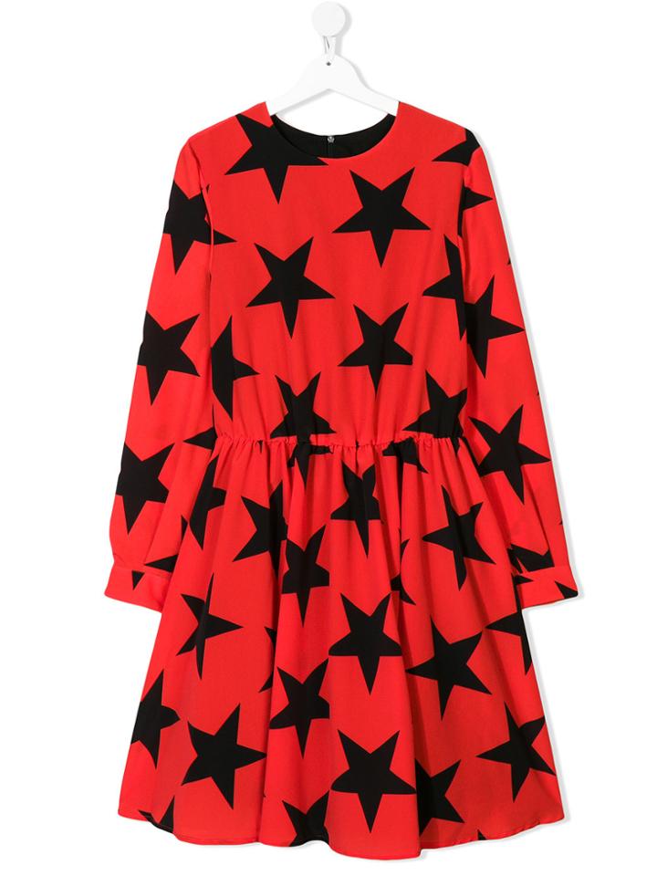 Msgm Kids Teen Star Print Dress - Red