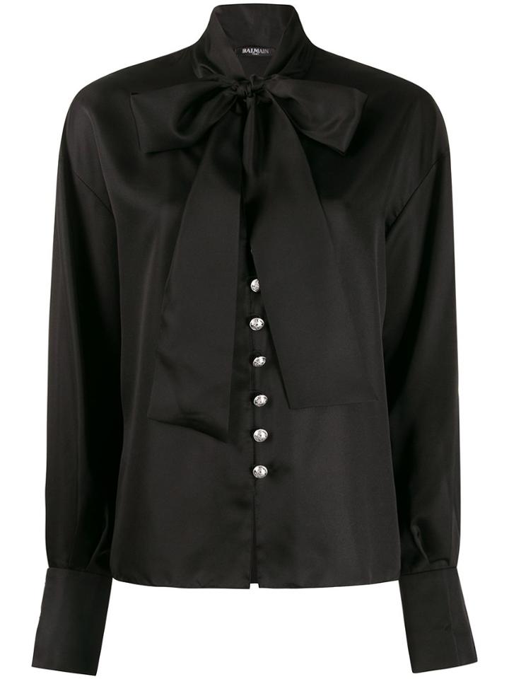 Balmain Pussy-bow Blouse - Black