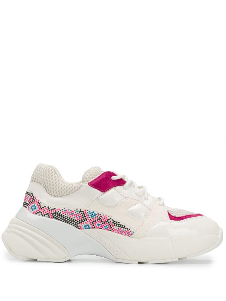 Pinko Rhinestone-embellished Sneakers - White