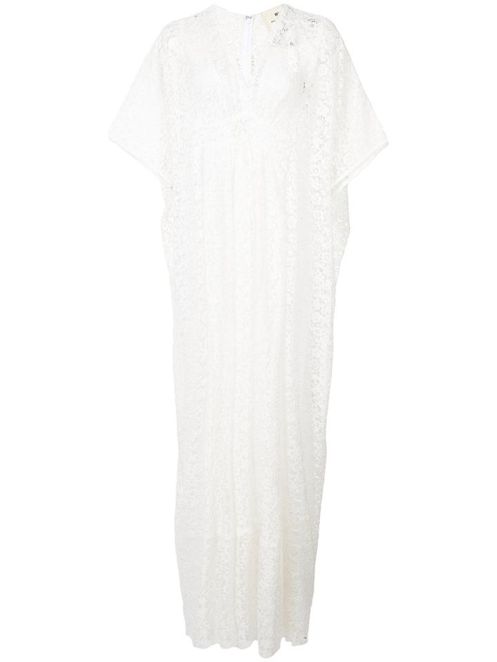 Semi-sheer Floral Maxi Dress - Women - Silk/cotton/viscose/polyimide - S, White, Silk/cotton/viscose/polyimide, By. Bonnie Young