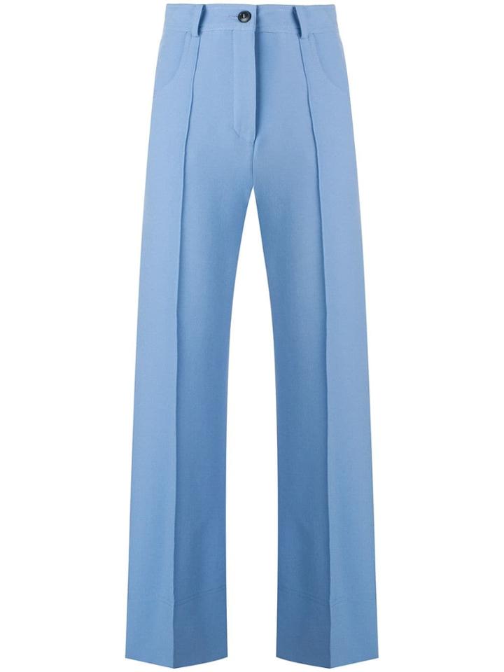 Roberto Collina Cropped Flared Trousers - Blue
