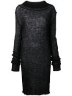 Ann Demeulemeester Longline Ribbed Sweater - Black