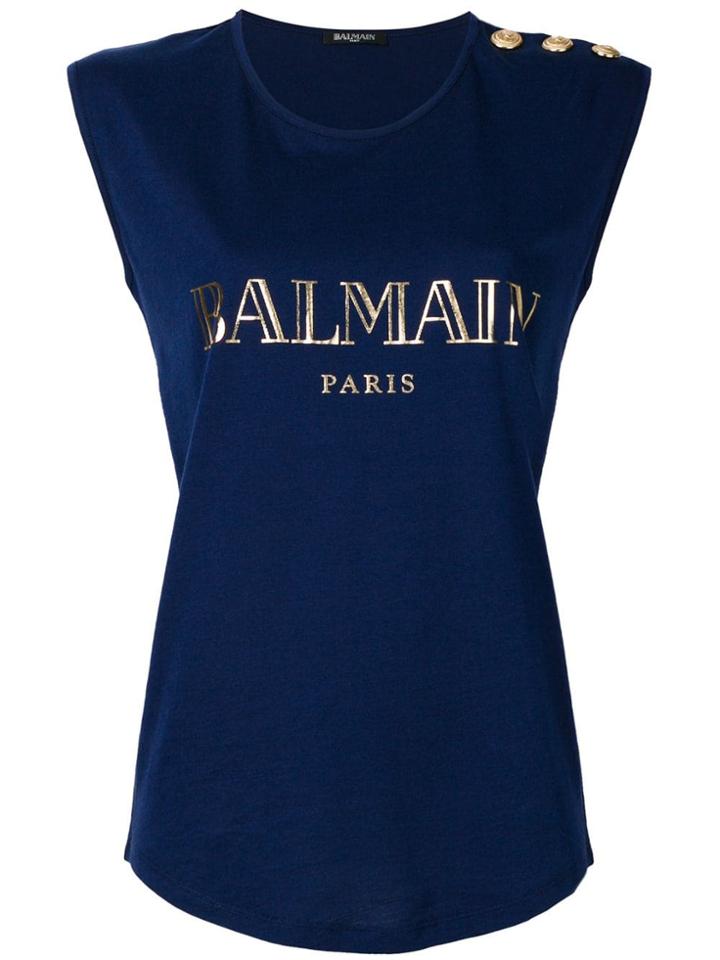 Balmain Logo Button Detail Top - Blue