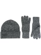Dsquared2 Ribbed Hat And Gloves Set, Men's, Grey, Polyamide/cashmere/wool