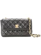 Chanel Vintage Mini Half Flap Crossbody Bag, Women's, Black
