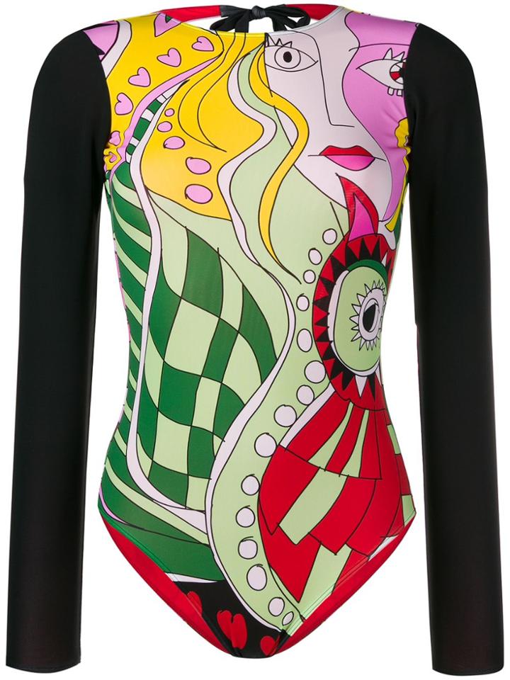 La Doublej Colour-block Bodysuit Top - Black