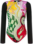 La Doublej Colour-block Bodysuit Top - Black
