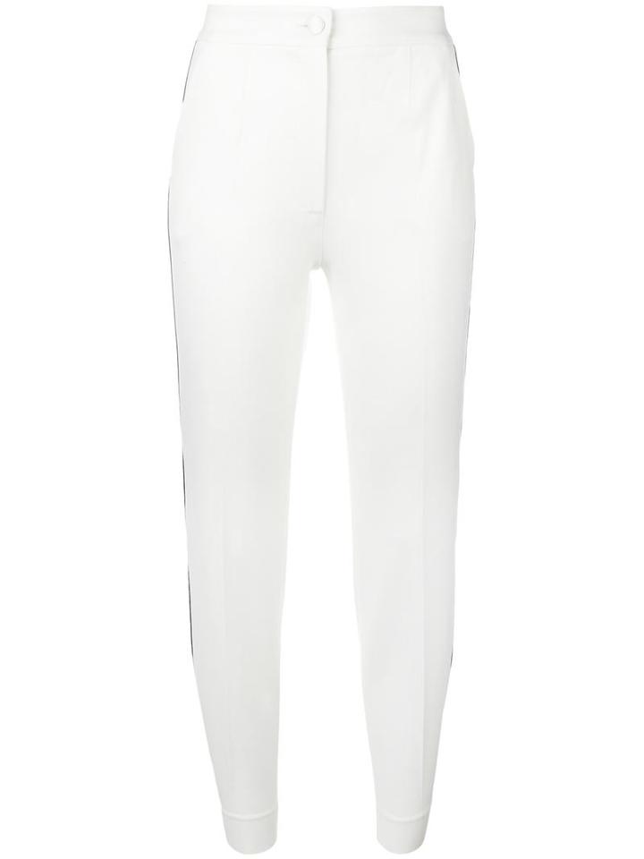 Dolce & Gabbana Piped Cropped Trousers, Women's, Size: 46, White, Virgin Wool/silk/polyamide/spandex/elastane