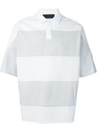 Juun.j Oversized Striped Polo Shirt, Men's, Size: 48, White, Cotton/polyurethane