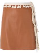 Loewe Tasselled Straight Mini Skirt - Brown