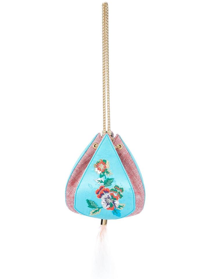 The Volon Embroidered Satchel - Blue