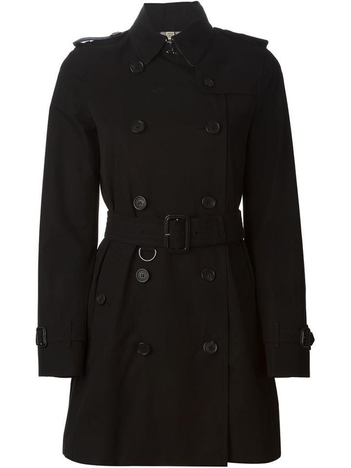 Burberry Belted Trench Coat, Women's, Size: 8, Black, Cotton/viscose