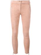 Arma Zipped Legs Cropped Trousers, Women's, Size: 32, Pink/purple, Cotton/spandex/elastane/lamb Nubuck Leather