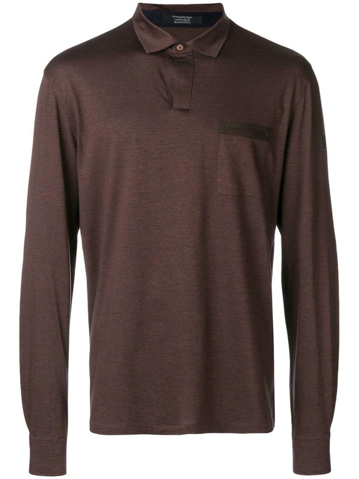 Ermenegildo Zegna Maserati Long Sleeve Polo Shirt - Brown