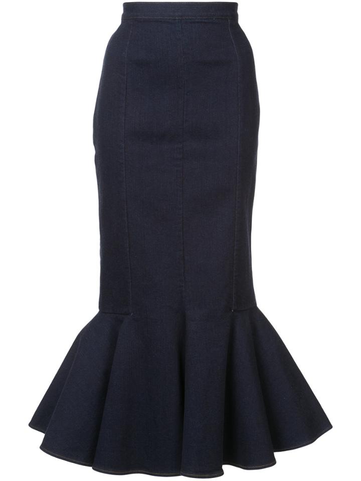 Julien David Woven Fishtail Skirt - Blue