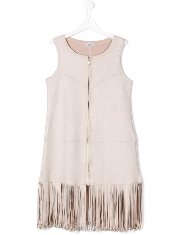 Monnalisa Fringed Dress - Nude & Neutrals