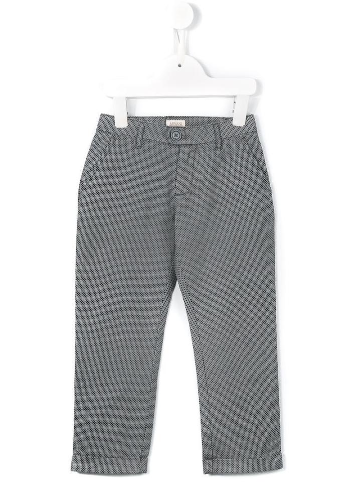 Armani Junior Micro Pattern Trousers, Boy's, Size: 10 Yrs, Grey