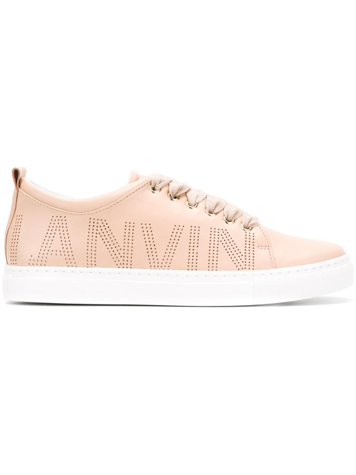 Lanvin Perforated Logo Sneakers - Nude & Neutrals