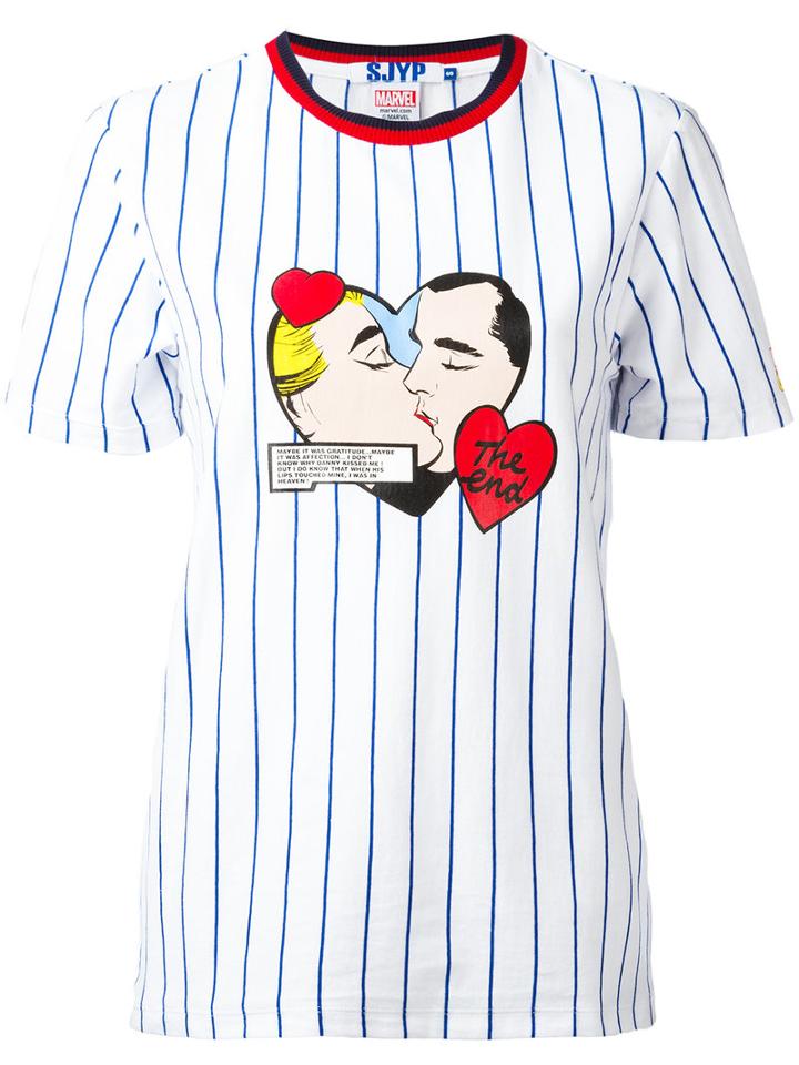 Steve J & Yoni P - Marvel Striped T-shirt - Women - Cotton - L, Women's, Blue, Cotton