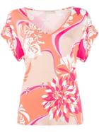 Emilio Pucci Printed V-neck Blouse - Pink