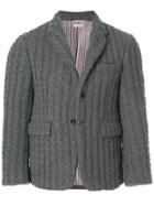 Thom Browne Ribbed Baby Cable Cashmere Sport Coat - Grey