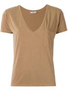 Egrey - V-neck T-shirt - Women - Polyester/spandex/elastane/viscose - 40, Brown, Polyester/spandex/elastane/viscose
