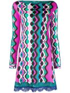Emilio Pucci Lace Inserts Printed Dress - Pink & Purple