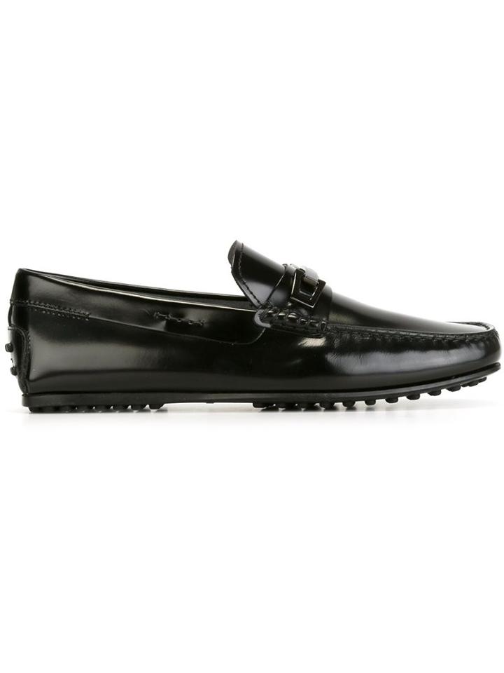 Tod S Buckled Loafers, Men's, Size: 6, Black, Rubber/leather/suede
