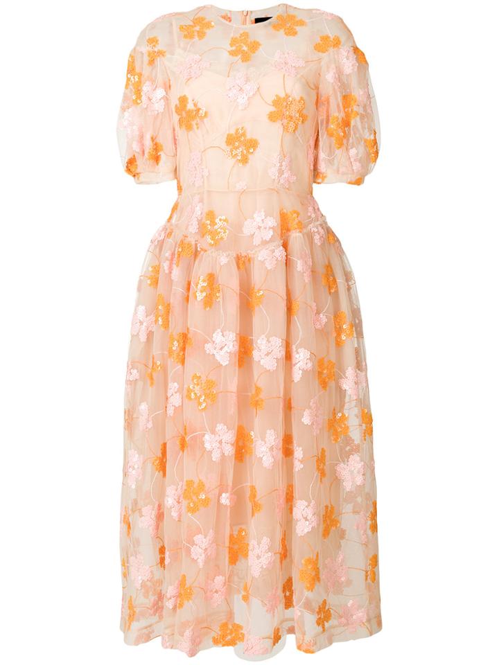 Simone Rocha Embellished Flower Dress - Nude & Neutrals