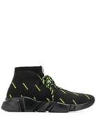 Balenciaga Speed Neon Logo Sneakers - Black