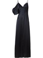 Saint Laurent - Asymmetric Camisole Gown - Women - Silk - 40, Black, Silk