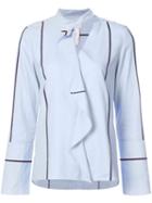 Derek Lam 10 Crosby - Printed Cutout Shirt - Women - Cotton - 6, Blue, Cotton