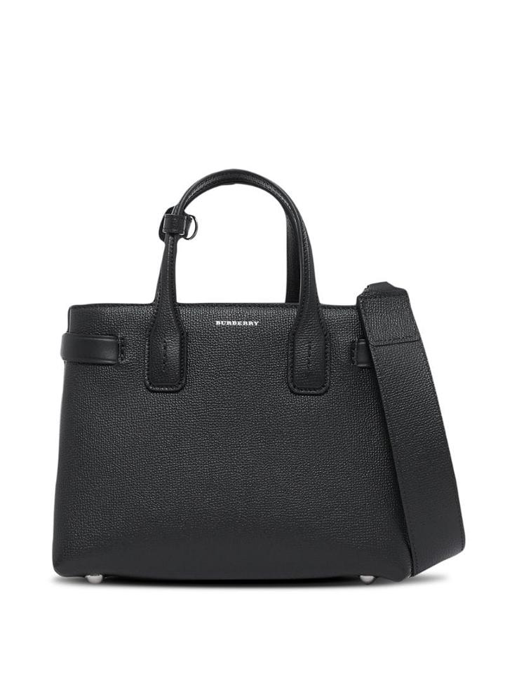 Burberry The Small Banner In Leather And Vintage Check - Black
