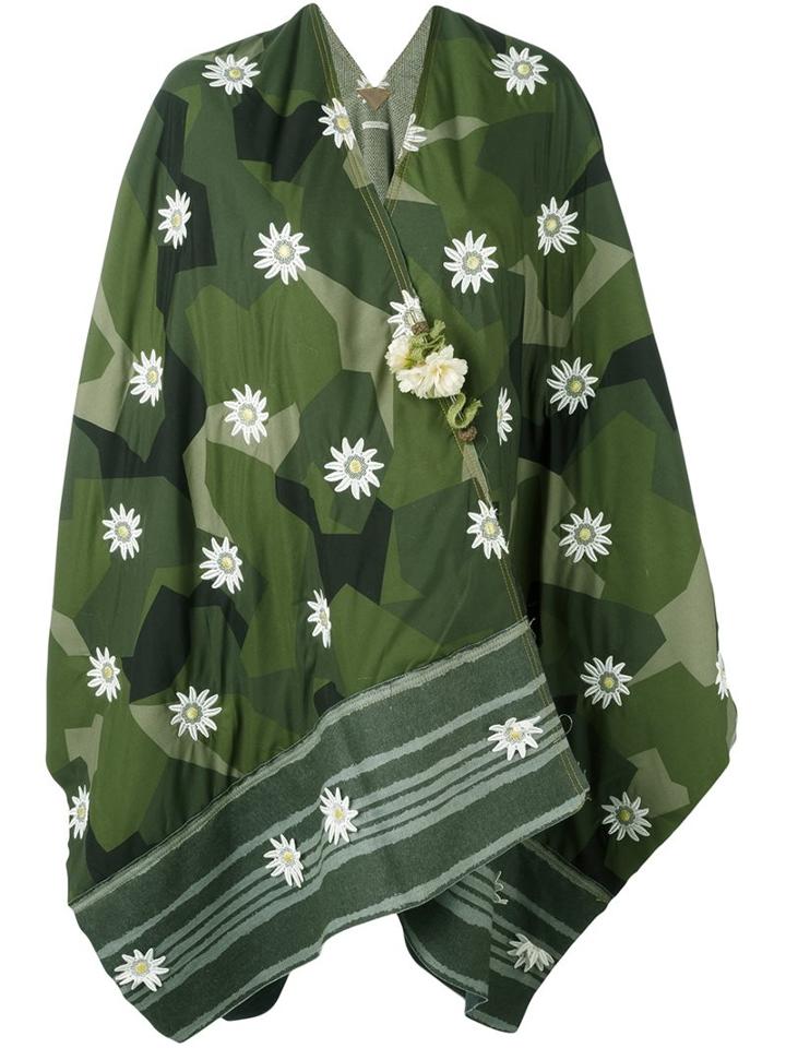 Ermanno Gallamini Floral Geometric Print Poncho